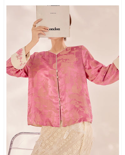 Blusa Retro Estilo Chino con Bordado de Cuentas en Seda Mulberry - Image 26