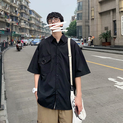 Camisa Juvenil Estilo Coreano con Bolsillos Múltiples y Manga Tres Cuartos - Image 9