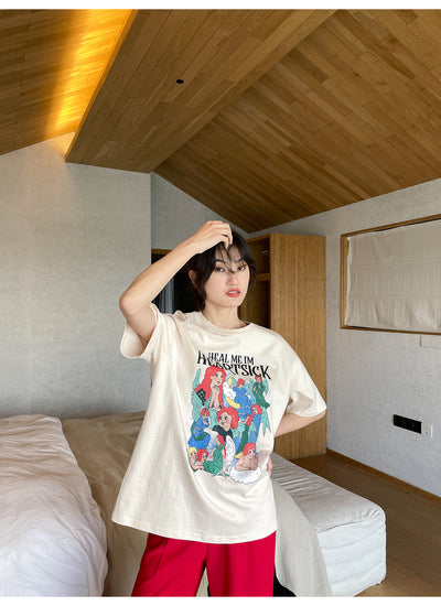 Playera Estampada Suelta y Ajustada para Mujer - Cuello Redondo Manga Corta - Image 14