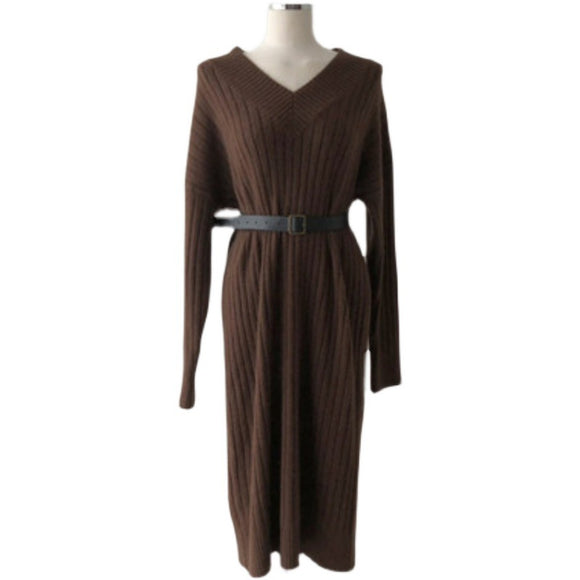 Vestido Base Suéter Midi para Mujer - Otoño e Invierno