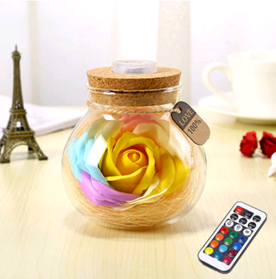 Botella de Luz Nocturna con Flores Eternas y Estrella de la Suerte - Regalo Romántico Luminoso - Image 13