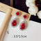 Aretes Largos de Novia con Rubí Rojo Paloma Talla Cuadrada Redonda