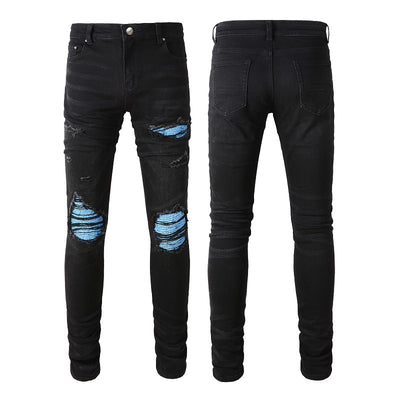 Jeans Rotos con Parches Elásticos de Moda - Image 8