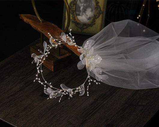 Velo de novia con corona de flores - Accesorios para vestido de boda - Image 4