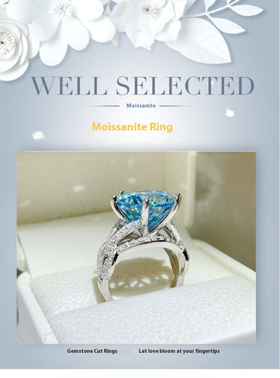 Anillo de Lujo con Moissanita Azul de 10 Quilates - Diamante Completo para Mujer - Image 8