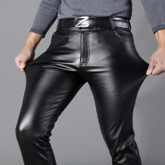 Men's Korean Skinny Leather Pants with Maximum Stretch