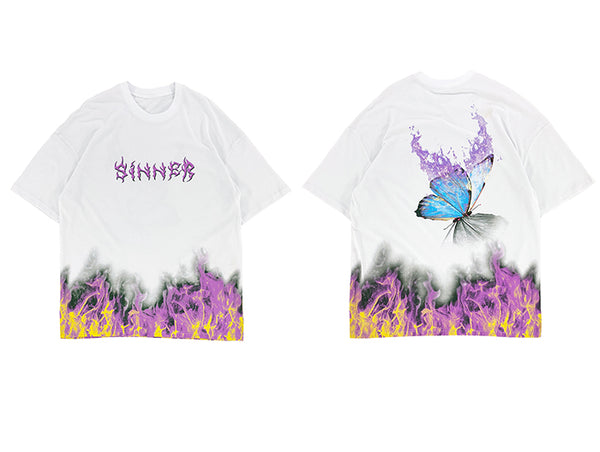 Blusa Mariposas Manga Corta Largo Medio