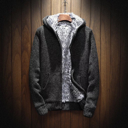 Cardigan Acolchado de Terciopelo con Capucha para Hombre