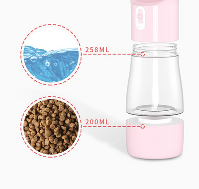 White and clear portable dog water dispenser with a built-in bowl and transparent water reservoir. - Image 27