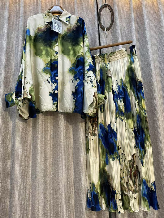 Conjunto de Dos Piezas: Blusa Estampada Personalizada + Pantalón Ancho de Cintura Alta - Image 16