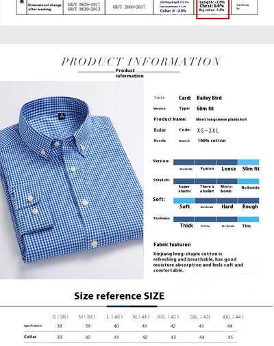 Camisa Casual de Algodón a Cuadros para Hombre - Manga Larga Transpirable Otoño - Image 12