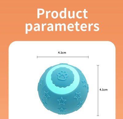 Blue smart ball cat toy with a glowing paw print and star patterns for interactive pet play. - Image 10