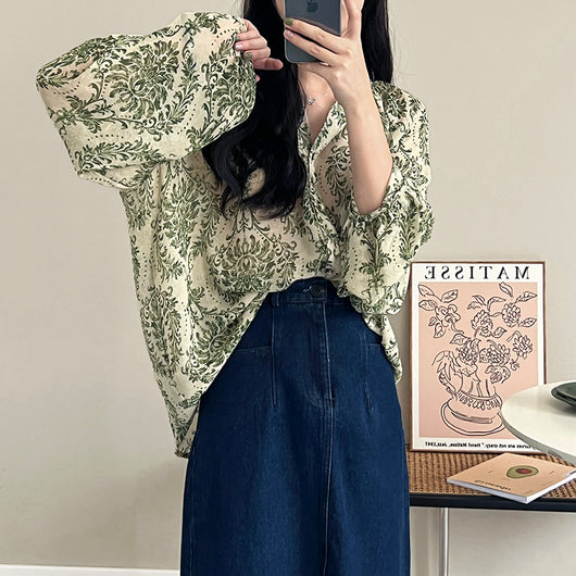 Blusa Protectora Floral con Mangas Linterna y Filtro Solar - Image 18