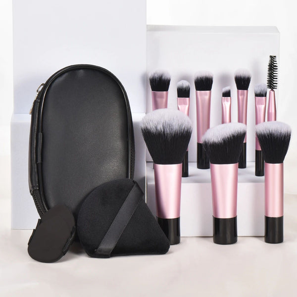 Set de Brochas de Maquillaje Portátil con Estuche de Viaje