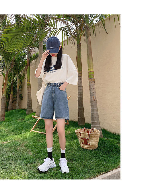 Shorts de Mezclilla Cintura Alta Rectos Anchos para Mujer - Image 12