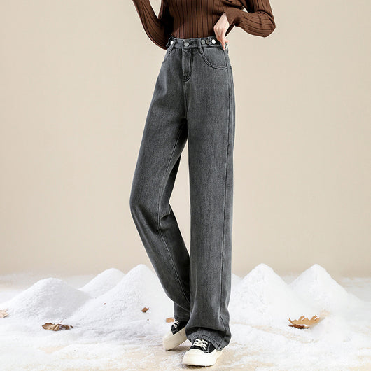 Jeans Casual de Cintura Alta Plus Size con Forro de Velvet - Image 15