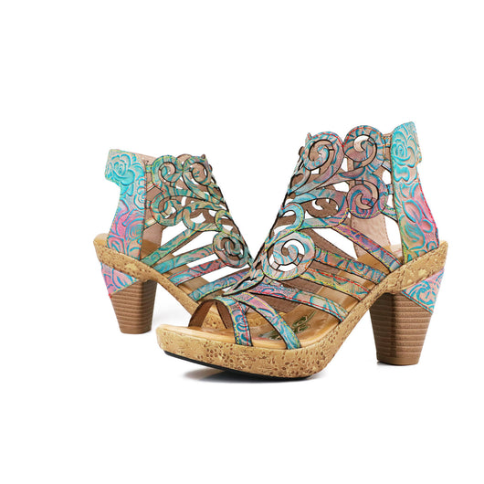 Sandalias Étnicas de Tacón Grueso Estilo Europeo y Americano - Image 4