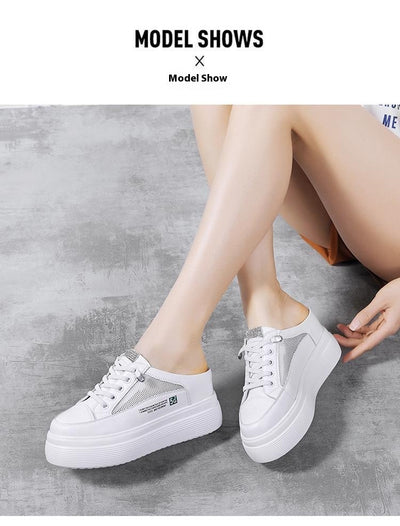 Zapatos Blancos Plataforma Mesh Ligeros y Cómodos sin Tacón - Image 9