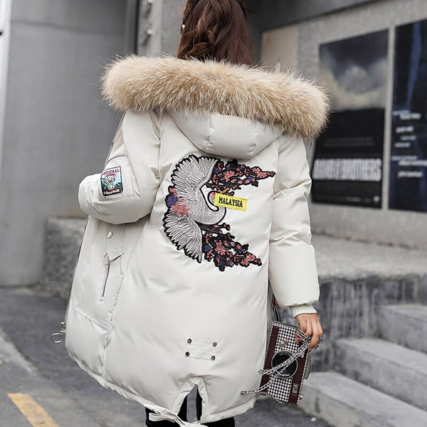 Chaqueta Acolchada Estampada con Bordados de Ocio