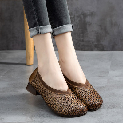 Zapatos de Cuero Retro con Tacón Bajo para Mujer - Image 8