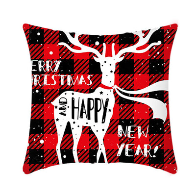 Funda de Cojín Navideño 45cm con Diseño de Reno y Papá Noel en Felpa Corta - Image 5