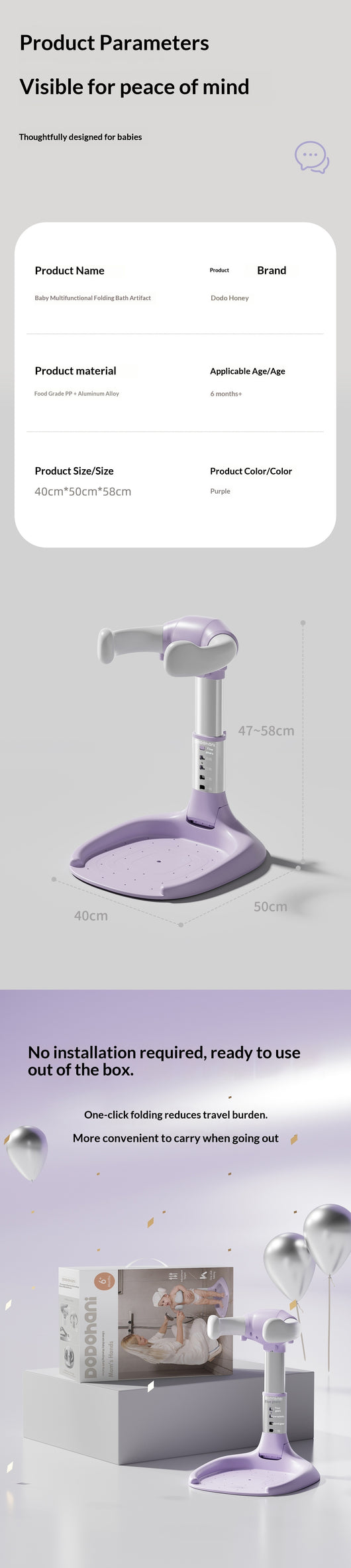 Asiento de Baño Plegable para Bebés y Niños Pequeños - Image 10