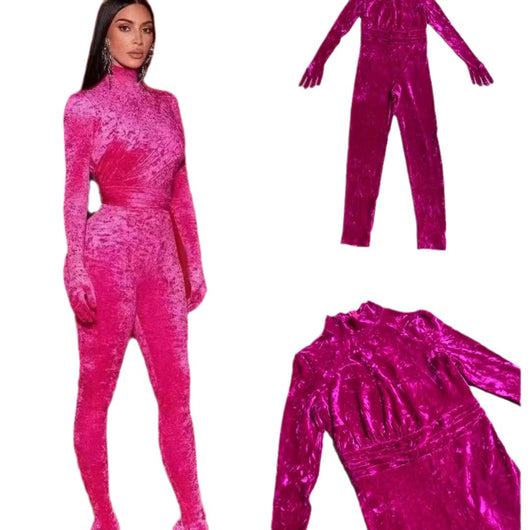 Jumpsuit Cuello Tortuga Rojo Rosado - Elegancia Moderna - Image 4