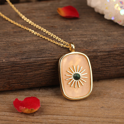 Colgante de Piedra con Girasol Pavé para Mujer