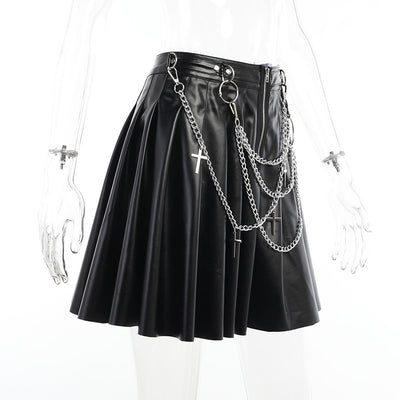 Falda de Cuero PU Plisada con Cadenas Punk - Image 21