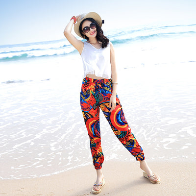 Pantalones Bohemios Estampado Nacional - Talla Grande Primavera Verano - Image 4