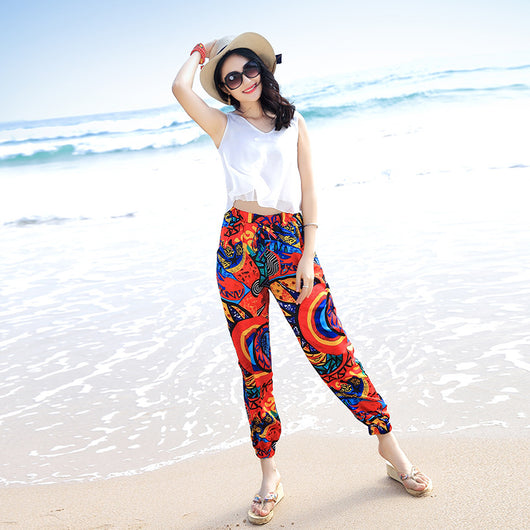 Pantalones Bohemios Estampado Nacional - Talla Grande Primavera Verano - Image 4