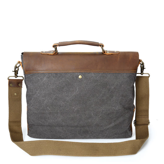 Bolsa Mensajero de Lona para Hombre con Cuero Vintage - Estilo Retro - Image 11