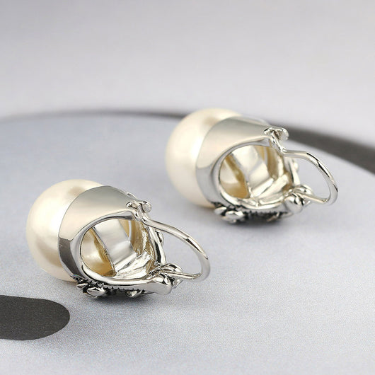 Aretes Vintage de Perla con Incrustaciones de Circón Negro - Image 4