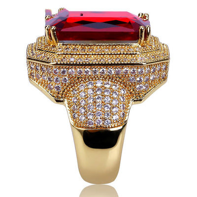 Anillo de Rubí con Circonitas Enchapado en Oro - Image 2