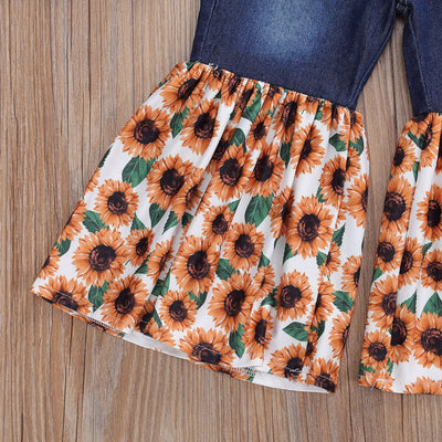 Set de Camisetas de Manga Corta para Niños con Estampado de Girasol Denim - Image 7