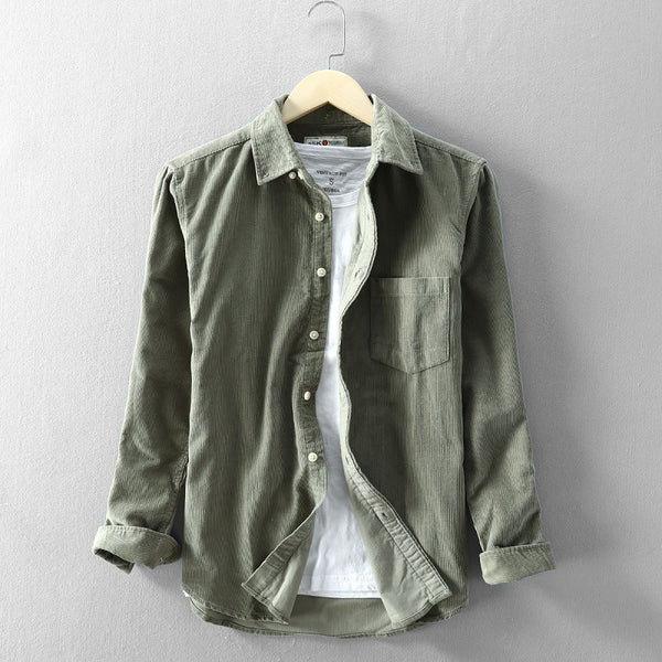 Camisa de Pana para Hombre con Cuello Solapa