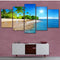 Cuadro Modular Decorativo Playa Palmeras Atardecer - Lienzo Pared Sala