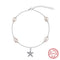 S925 Sterling Plated Beach Style Pearl Five-pointed Star Pendant Anklet Electric Platinum Anklet