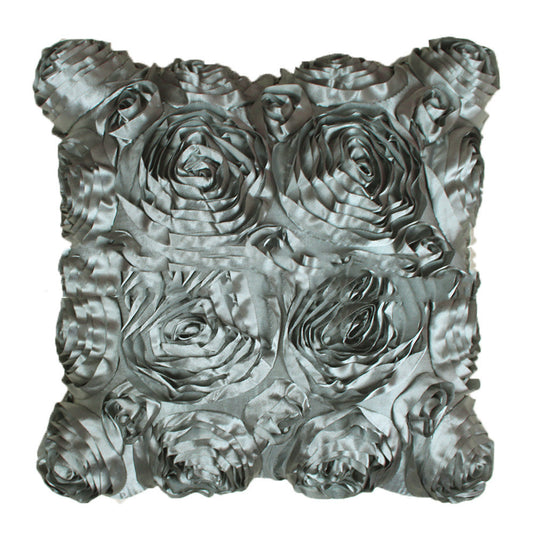 Funda de Cojín Satén con Bordado de Rosas - Image 2