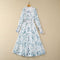 Vestido Largo de Gasa con Cintura Elástica y Mangas Largas
