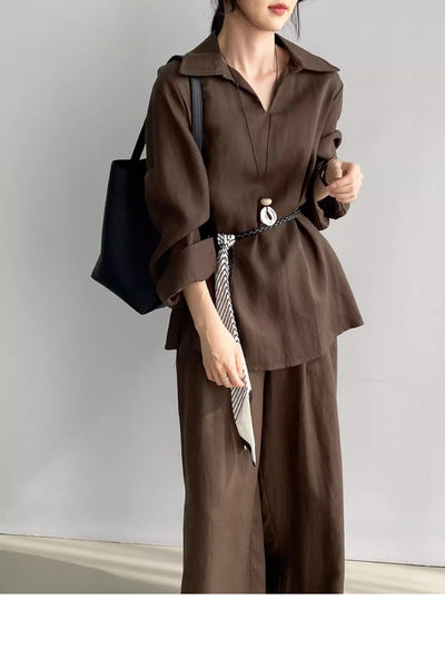 Conjunto de Blusa Casual y Pantalón Ancho con Cintura Elástica - Image 28