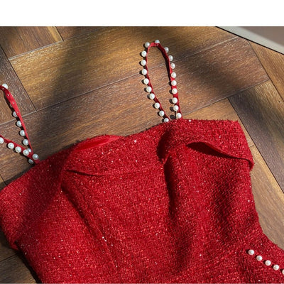 Vestido Tweed Perla con Tirante Retro para Mujer - Image 9