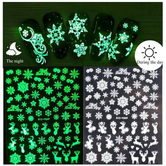 Pegatinas de Uñas Navideñas Luminosas 3D - Copos de Nieve Adhesivos - Image 12