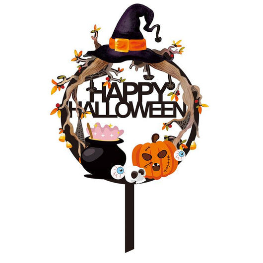 Decoración de pastel bandera de Halloween con palitos de bambú - Image 5
