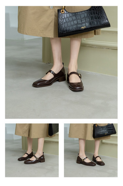 Zapatos Planos de Punta Cuadrada con Botones para Mujer - Image 10