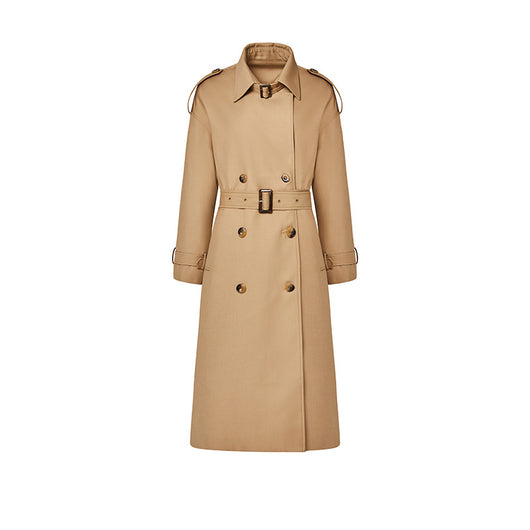 Abrigo Trench Largo para Mujer con Cuello Alzado y Doble Botonadura Ajustable - Image 3