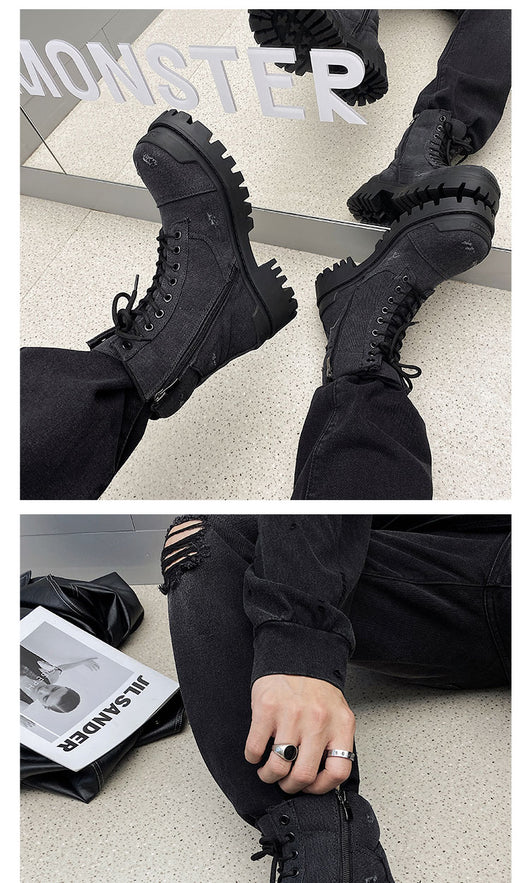Botas Martin Retro Gruesas con Detalles Rotos - Estilo Workwear Distressed - Image 14