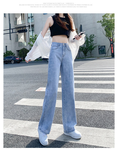 Jeans Rectos de Cintura Alta Holgados de Pierna Ancha para Mujer - Image 24