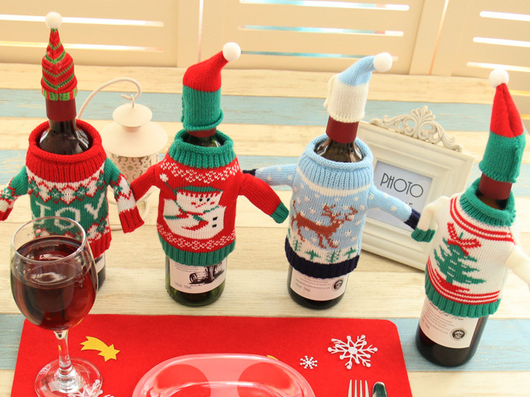 Set de Botellas con Cubierta Tejida Navideña - Image 4