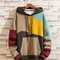 Sudadera Suelta de Bloque de Colores con Cuello Redondo